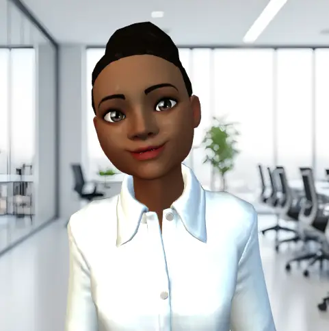 Female avatar used in human-led simulation for real-world skill building