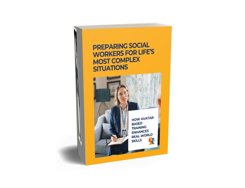 “Preparing Social Workers for Life’s Most Complex Situations” featuring a professional woman in a therapeutic setting