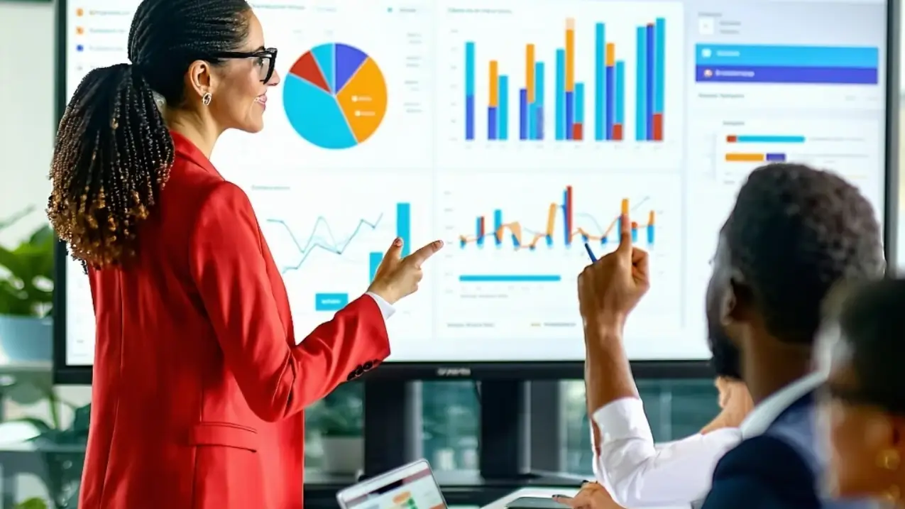 Sales leader presenting data