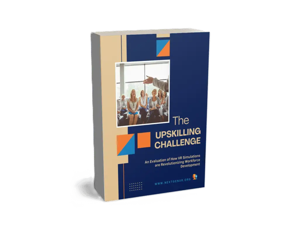 Cover of The Upskilling Challenge study by NextGen XR, featuring research on XR workforce training