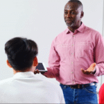 Facilitator leading discussion to build communication and decision-making skills