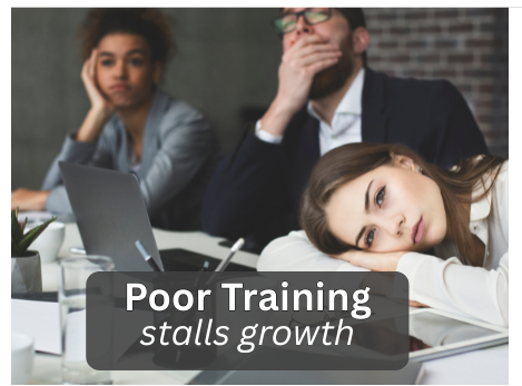 Disengaged employees in a meeting due to ineffective training